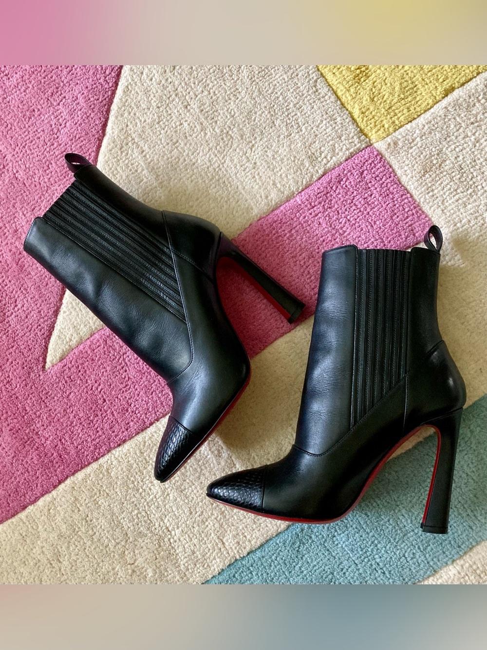Christian Louboutin Black Leather Me In The 90s Ankle Boot Bootie Heels 37 6.5